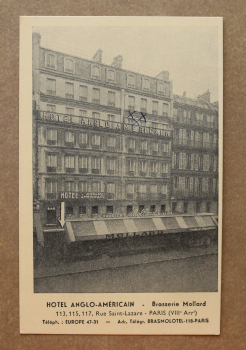 Ansichtskarte AK Paris VIII 1920-1940 Hotel Anglo Americain Brasserie Mollard Brauerei Rue Saint Lazare Architektur Ortsansicht Frankreich France 75 Paris